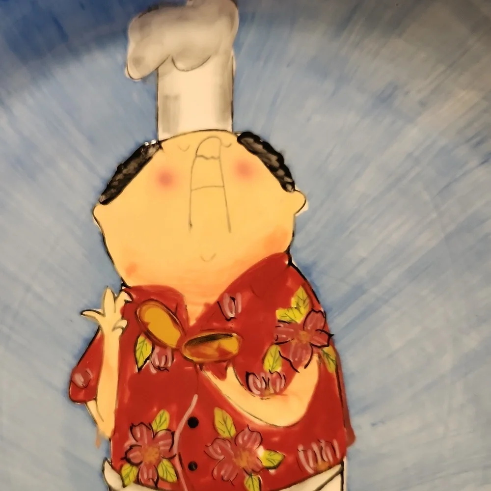 Hand-Painted Chef Serving Bowl